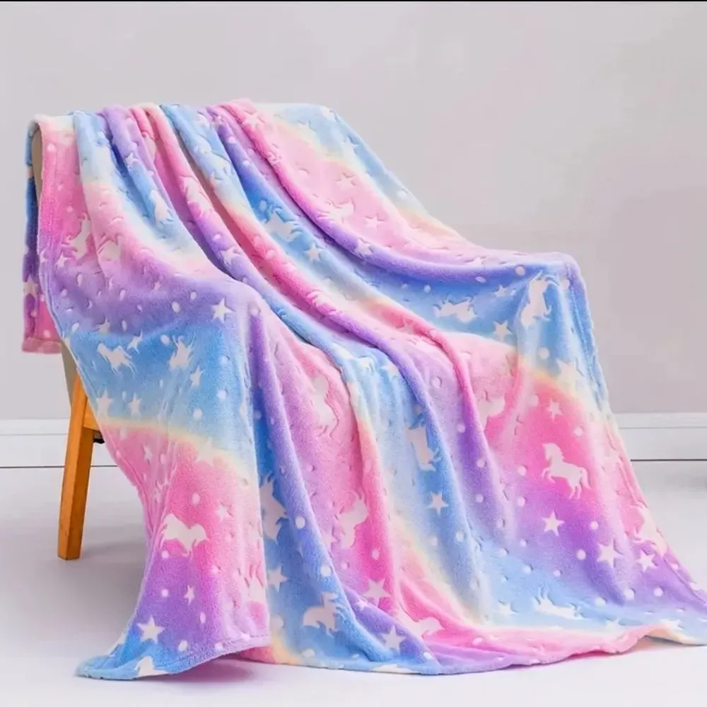 Unicorn glow in the dark throw blanket
